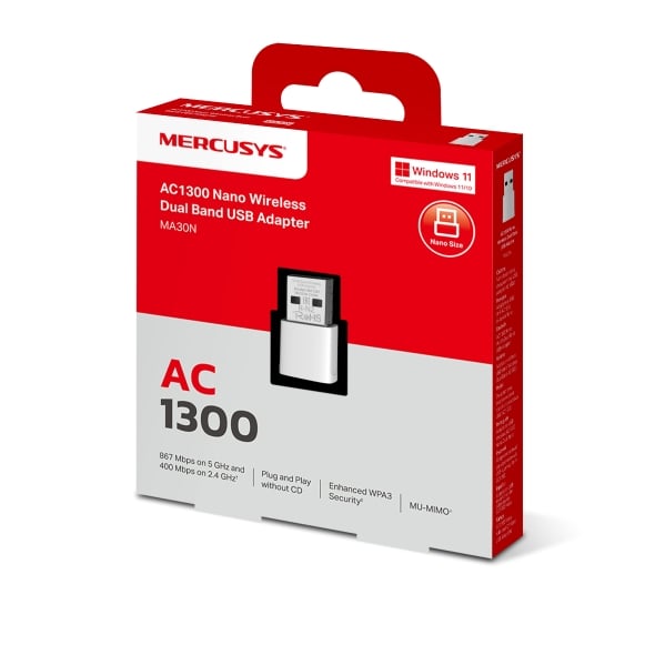 Mercusys Clé USB WiFi AC1300 - MA30N  - Carte réseau Mercusys - 5