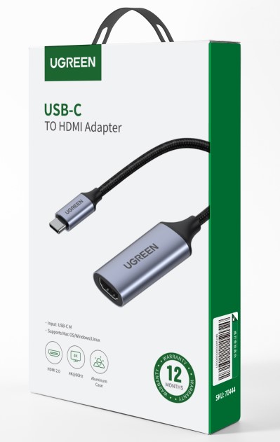 Câble USB-C vers HDMI/4K/Tressé/Noir - Connectique TV/Hifi/Video - 1