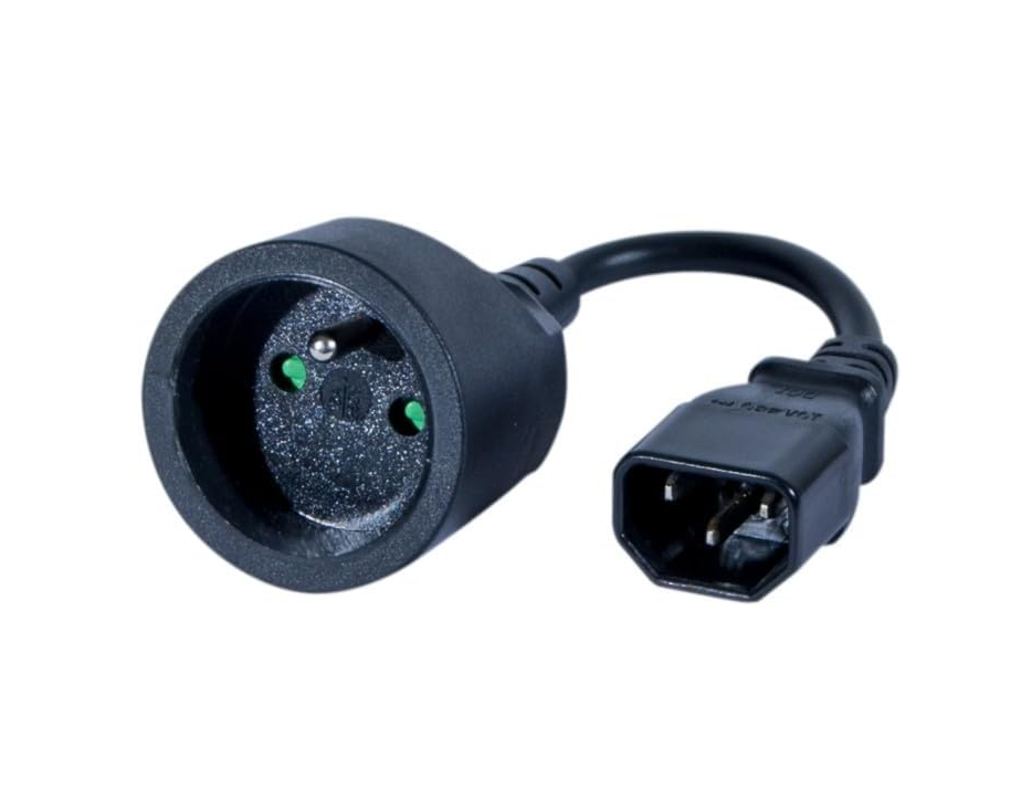 Adaptateur Secteur IEC C14 M - CEE7/5 Femelle - Connectique PC/Téléphonie  - 0