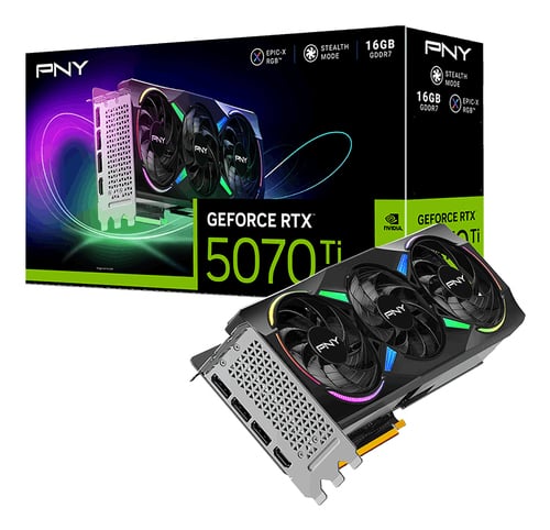 PNY RTX 5070Ti 16GB ARGB Overclocked Triple Fan - Carte graphique - 10