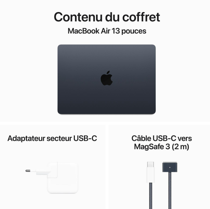 Apple MacBook Air M3 13" Minuit (MC8K4FN/A) - Achat / Vente MacBook sur Cybertek.fr - 3