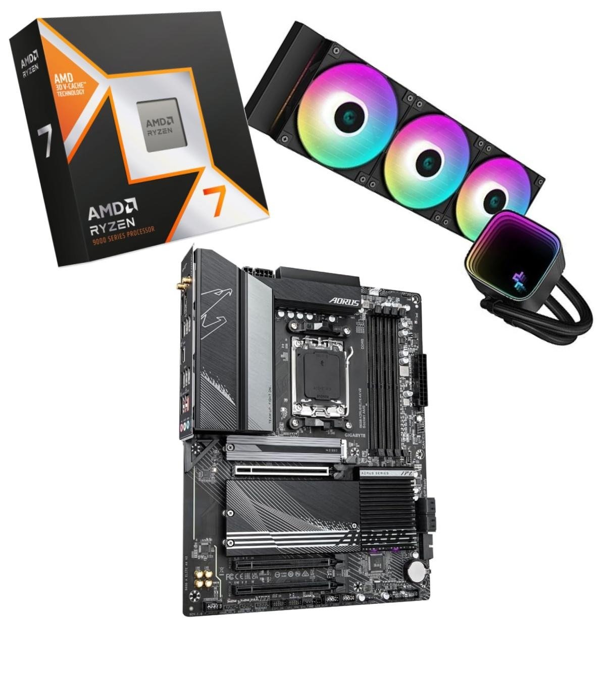 Coal Pack - 9800x3D + B650 Aorus AX V2 + LS720 SE  - Cybertek.fr - 0