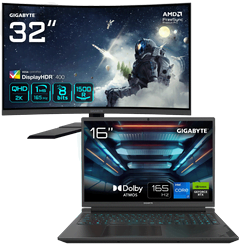 image produit Gigabyte G6X 9KG-43FR854SH	16" FHD+ 165Hz i7-13650HX RTX 4060 16Go 1To W11 + 32" QHD CURVE 165Hz Cybertek