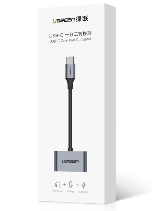 Adaptateur 2en1 USB-C vers USB-C/60W/10cm/Gris - Connectique PC/Téléphonie  - 1