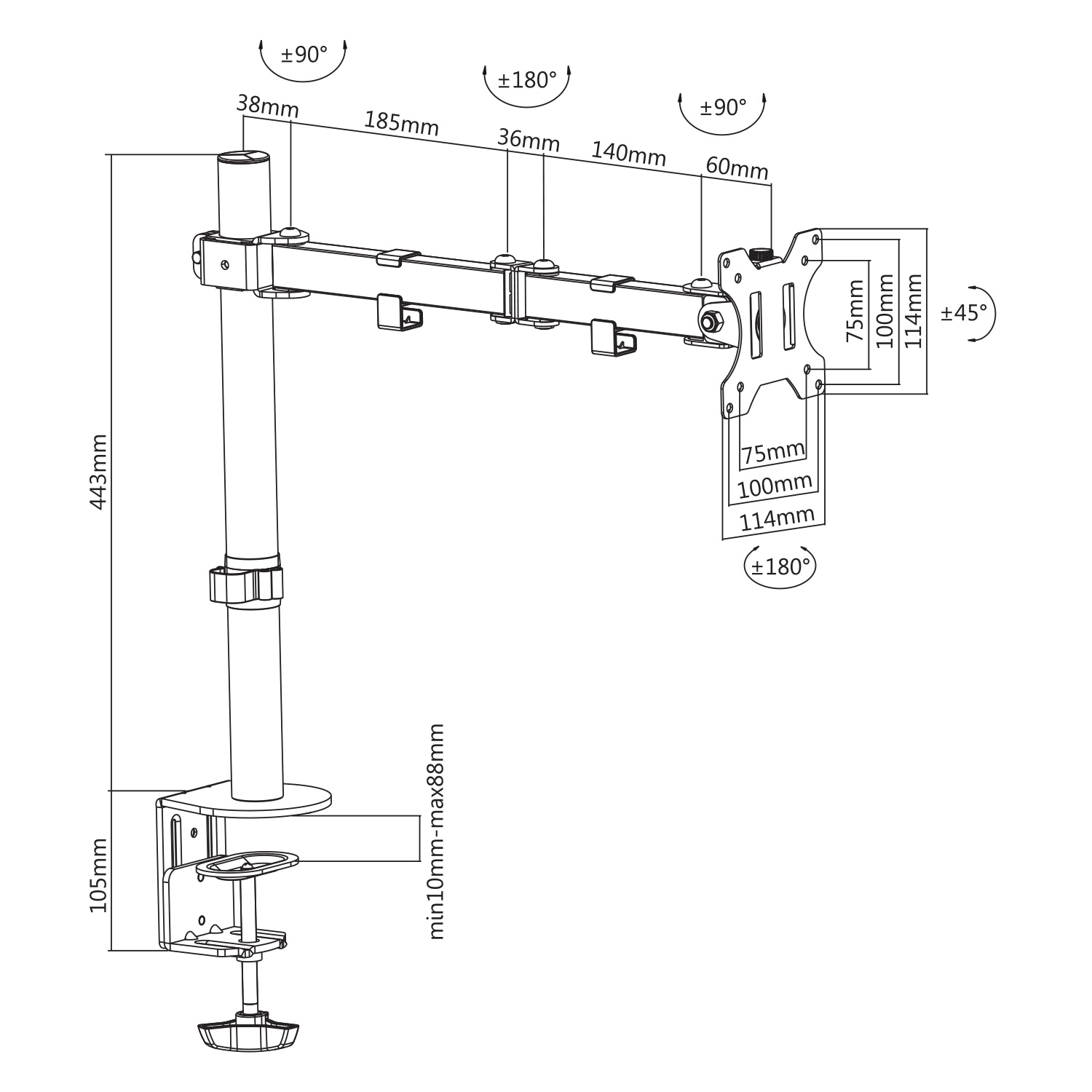 Support bureau 1 écran PC 13"- 32" - Accessoire écran - 5