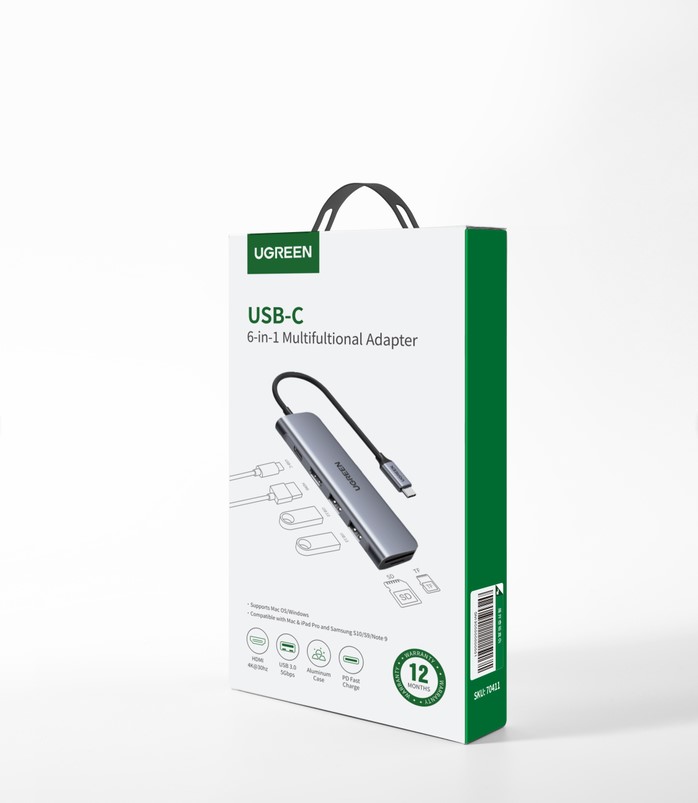 UGREEN Hub USB-C vers 2xUSB 3.0+HDMI+SD+TF+USB-C/4K30Hz - Hub - 1