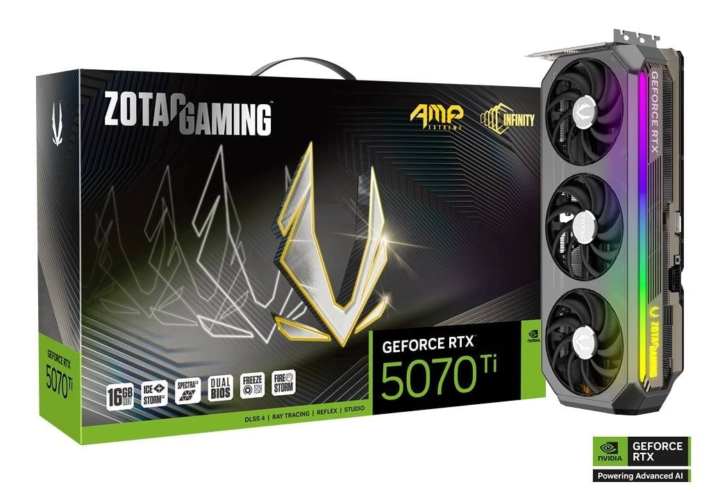 Carte graphique ZOTAC GeForce RTX 5070 Ti AMP Extreme Intinity 16GB GDDR7 Cybertek