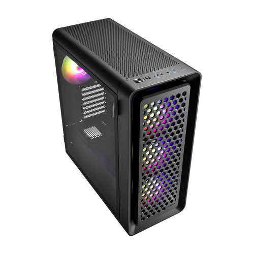 FSP CUT593A RGB Noir sans alim/E-ATX/Verre trempé Noir - Boîtier PC - 1