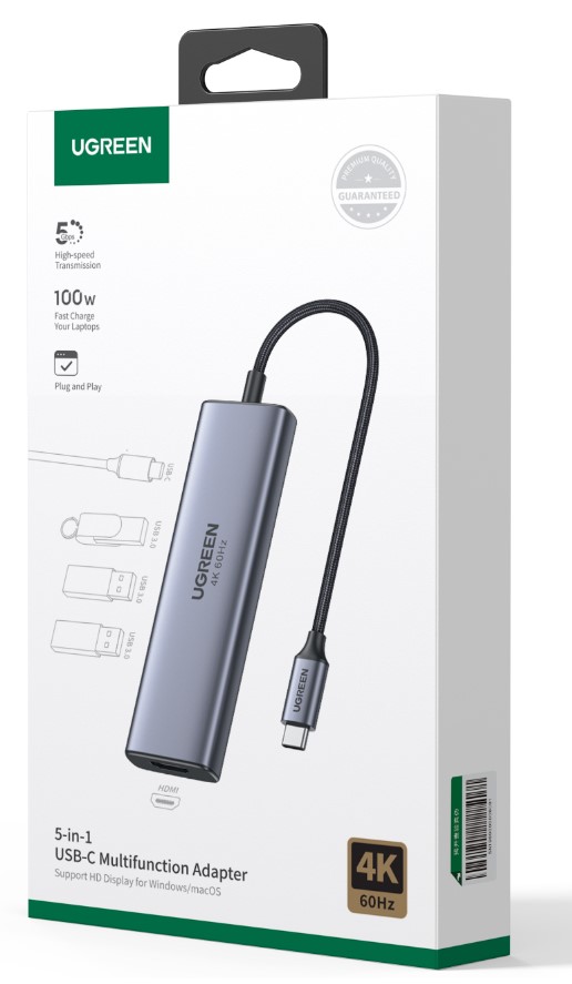 UGREEN Hub 5 ports USB-C vers 3xUSB 3.0+HDMI+USB-C/4K60Hz - Hub - 1