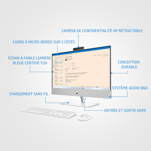 HP Pavilion 24" FHD/R5-5500U/16Go/512Go/W11 - All-In-One PC/MAC - 11