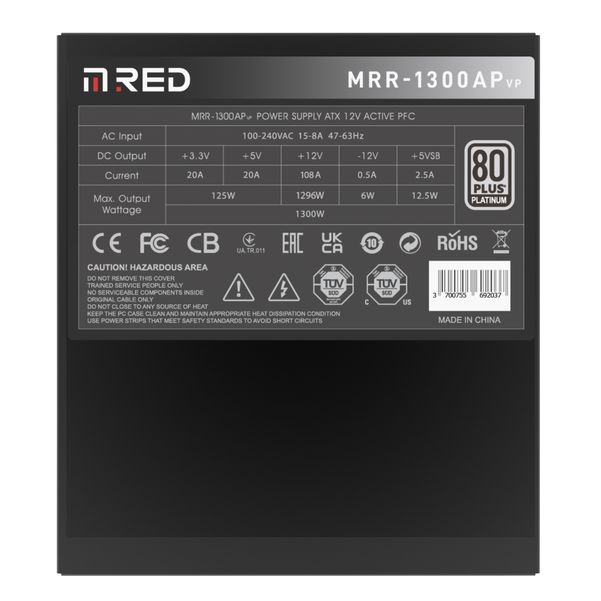 M.RED 80+ Platinum (1300W) - Alimentation M.RED - Cybertek.fr - 4