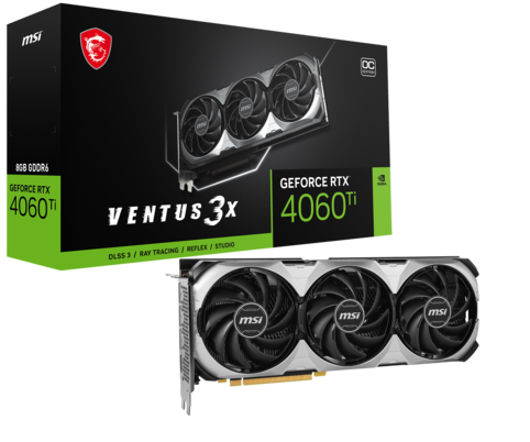 MSI GeForce RTX 4060 Ti VENTUS 3X E 8G OC  - Carte graphique MSI - 1