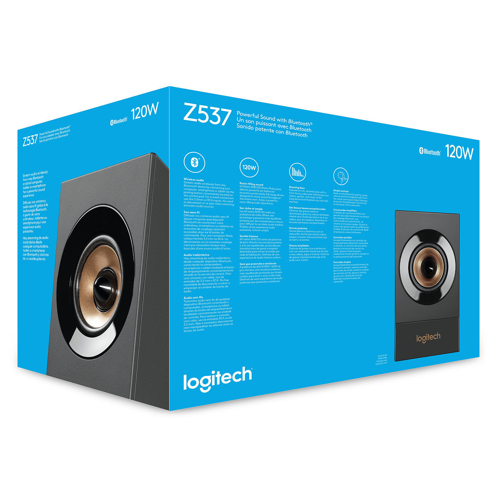 Logitech 2HP+Caisson Z537 Powerful Speakers Bluetooth  - Enceinte PC Logitech - 1