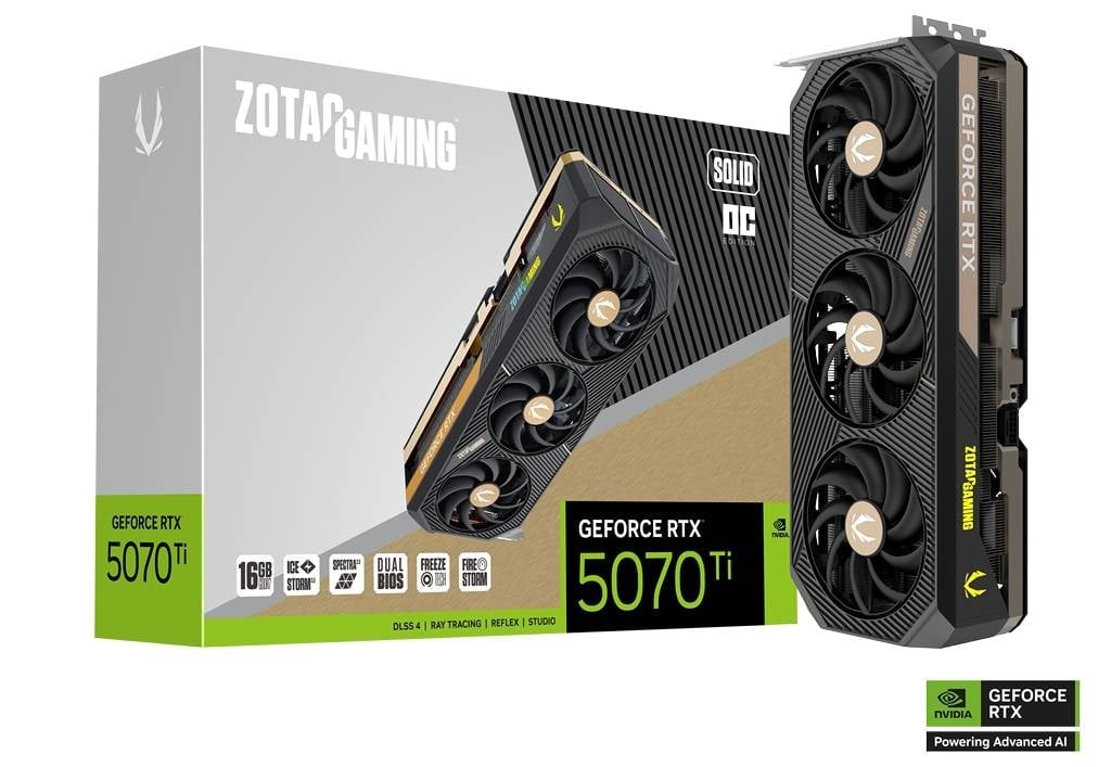 Carte graphique ZOTAC GeForce RTX 5070 Ti SOLID OC 16GB GDDR7 Cybertek