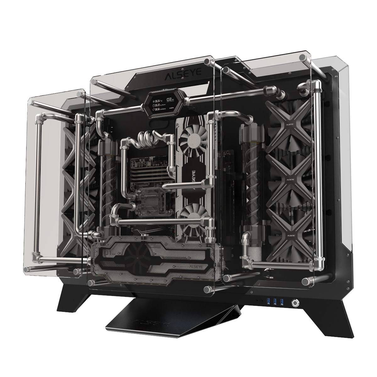 ALSEYE Boitier Titan Silver Black Watercooling - Boîtier PC