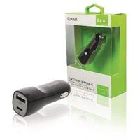 Chargeur allume-cigare USB / USB-C - 3,4 A - Noir - Accessoire téléphonie Cybertek - 1