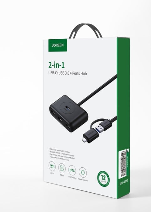 UGREEN Hub 4 ports USB-A et USB-C vers 4xUSB-A/1m/Noir - Hub - 1