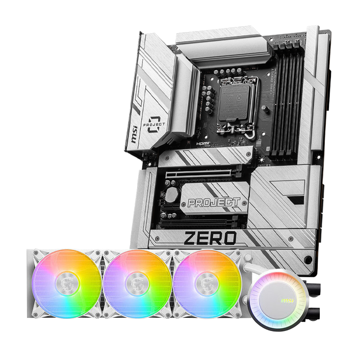 image produit MSI Z790 PROJECT ZERO + MAG CORELIQUID E360 WHITE Cybertek