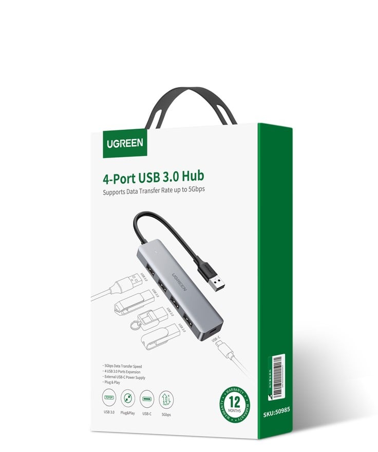 UGREEN Hub 5 ports USB-A vers 4xUSB-A+MicroUSB/0.15m/Gris - Hub - 1