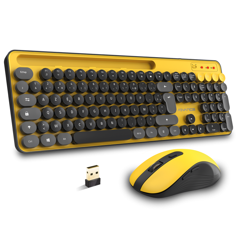 Advance PEP'S WIRELESS sans fil/Silencieux/Jaune Gris Noir - Pack Clavier/Souris - 0