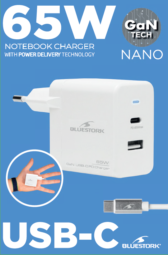 Bluestork 65W USB C - Blanc/Détachable  (PW-NB-65-C-GAN-W) - Achat / Vente Accessoire alimentation sur Cybertek.fr - 7