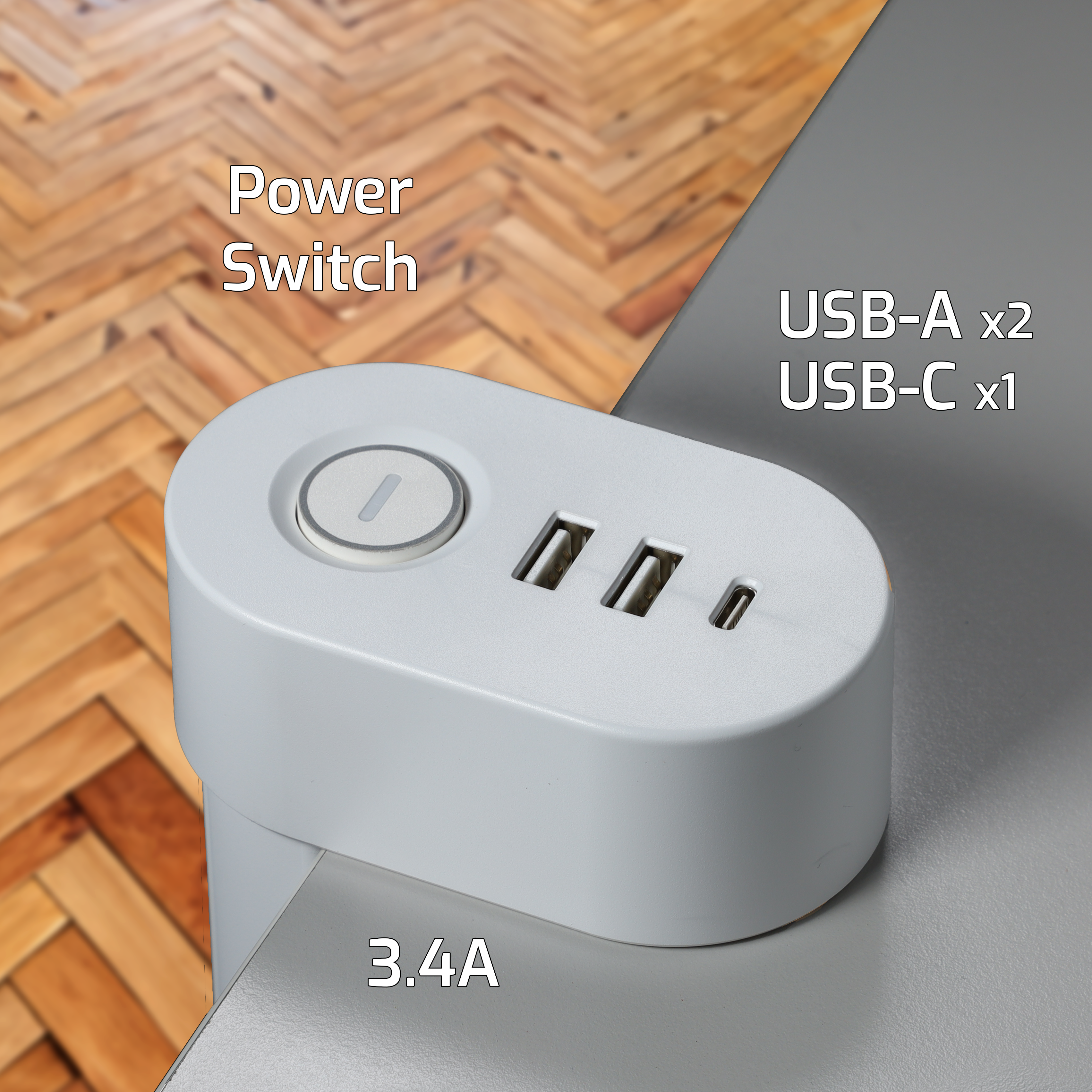 ONLAN Multiprise de bureau à pincer avec USB/USB-C Blanc (MP-AC3-UA2-UC-WH) - Achat / Vente Parasurtenseurs - Multiprises sur Cybertek.fr - 3