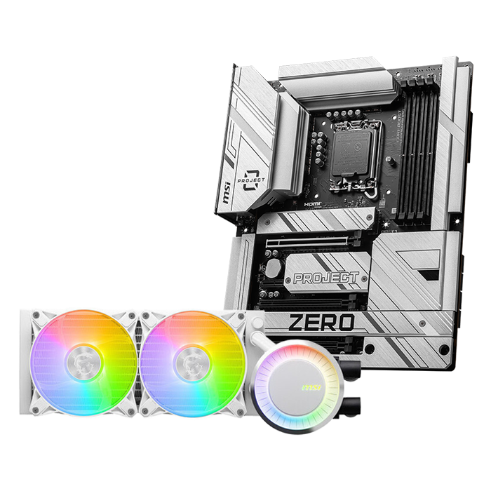 image produit MSI Z790 PROJECT ZERO + MAG CORELIQUID E240 WHITE Cybertek