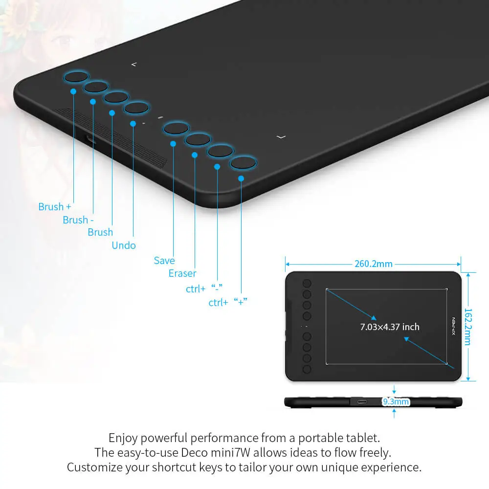 XPPEN Deco Mini 7W 5080LPI/7"/Noir - Tablette graphique XPPEN - 2