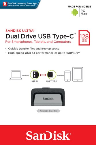 Sandisk 128Go USB 3.1 + Type C Ultra - Clé USB Sandisk
