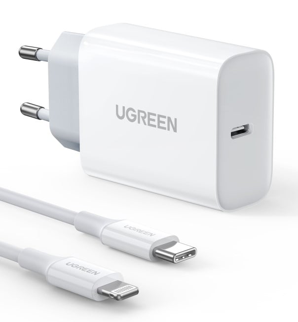 Kit chargeur rapide USB-C vers Lightning/20W/Blanc - Connectique PC/Téléphonie  - 0