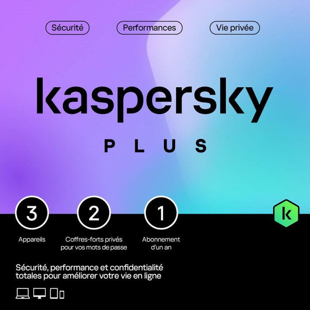 Kaspersky Antivirus Plus Boîte - 1 An / 3 PC - Logiciel sécurité - 0