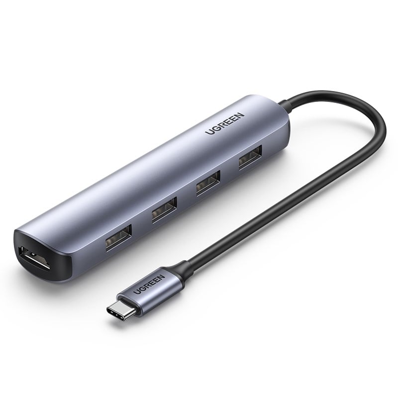 UGREEN Hub 5ports USB-C vers HDMI+4xUSB 3.0/4K 30Hz/0.15m - Hub - 0