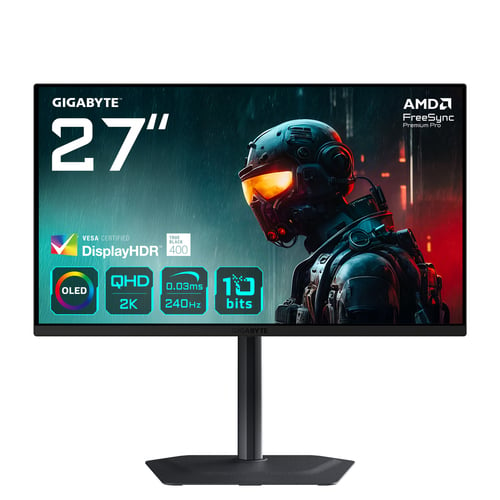 Ecran PC Gigabyte MO27Q2 - 27" QD-OLED QHD 240Hz 0.03ms HP USB-C KVM Pivot Adaptive Sync Cybertek