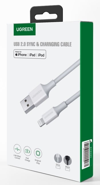 Câble USB-A M vers Lightning M/1,5m/Blanc - Connectique PC/Téléphonie  - 1