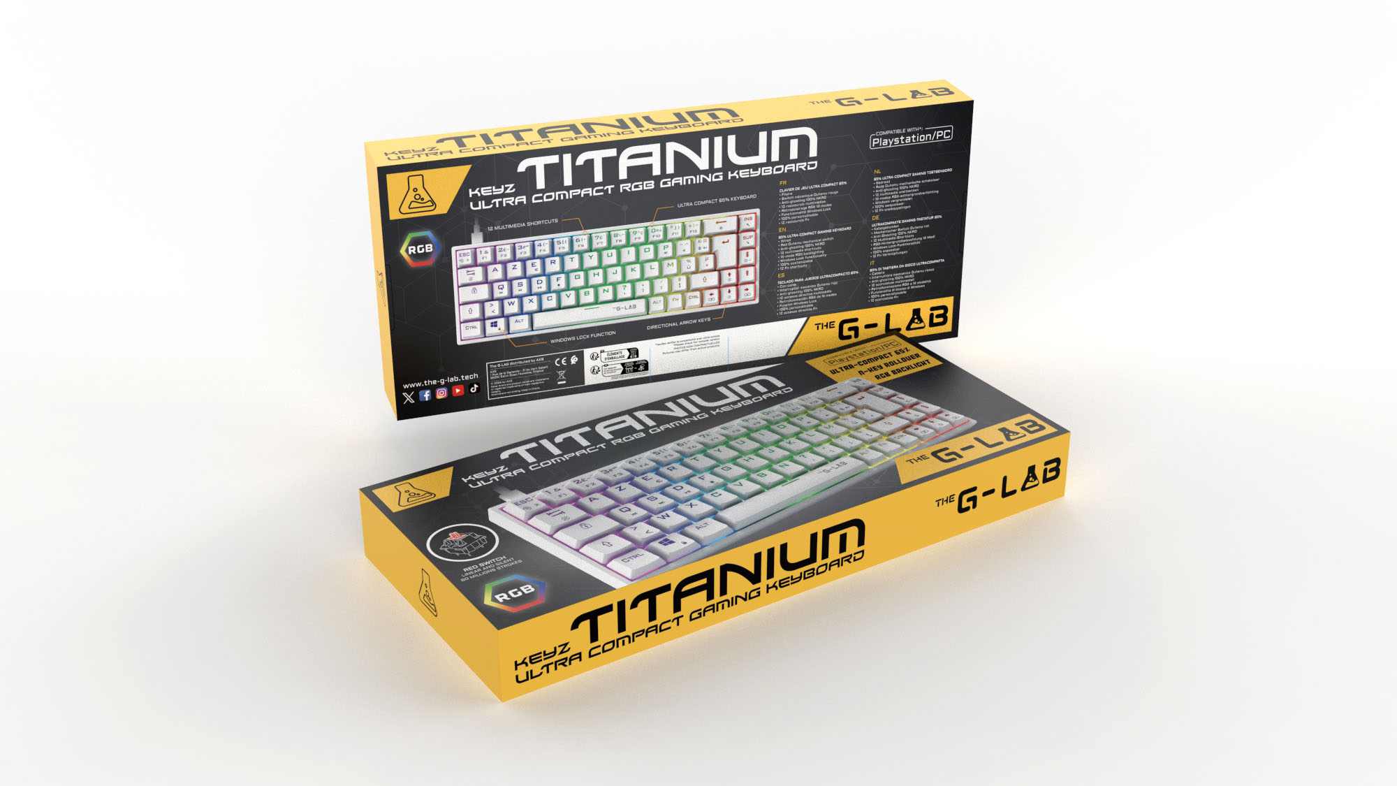 The G-LAB Keyz Titanium 65% RGB/Filaire/Blanc - Clavier PC - 2