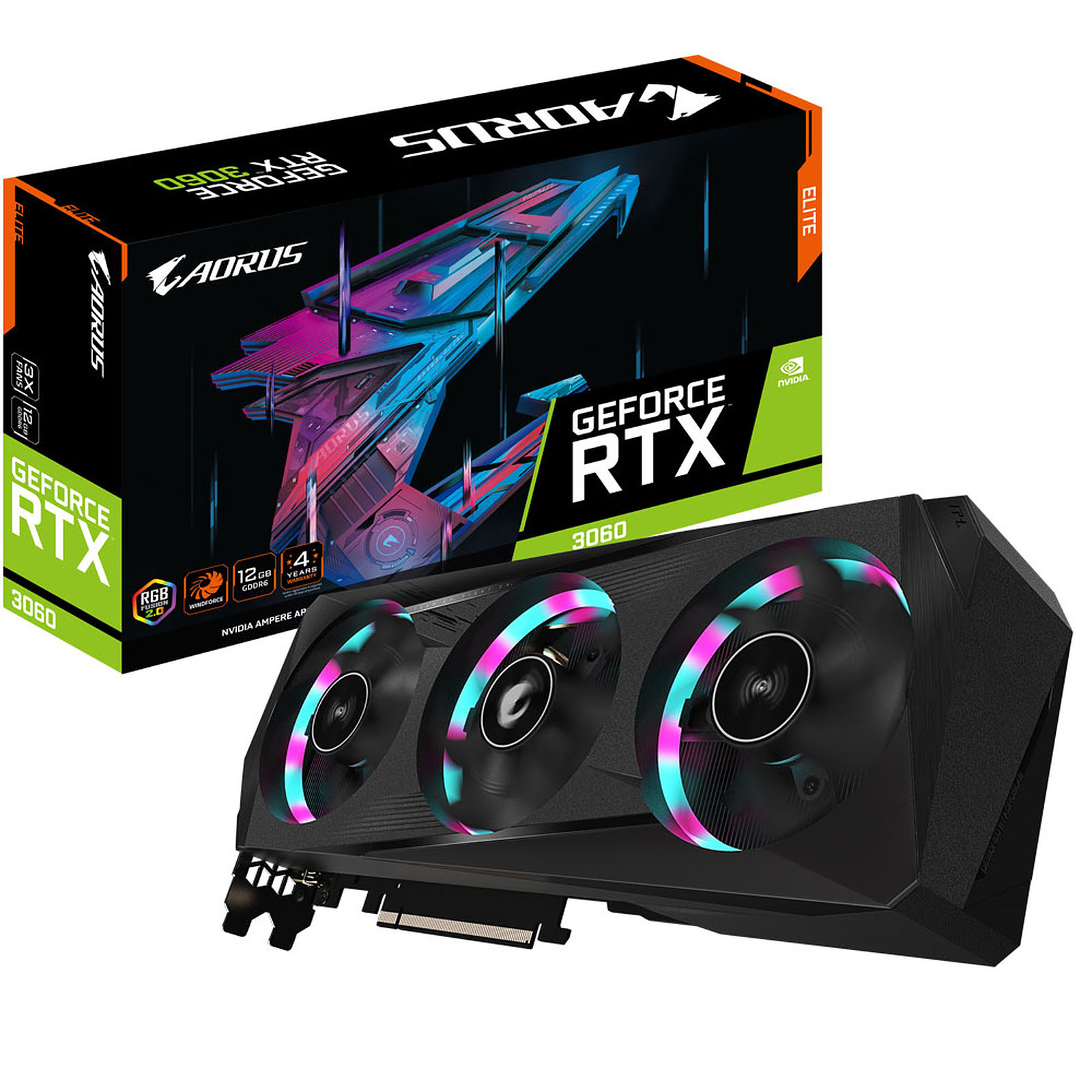 Gigabyte AORUS RTX 3060 ELITE 12G LHR  - Carte graphique Gigabyte - 0