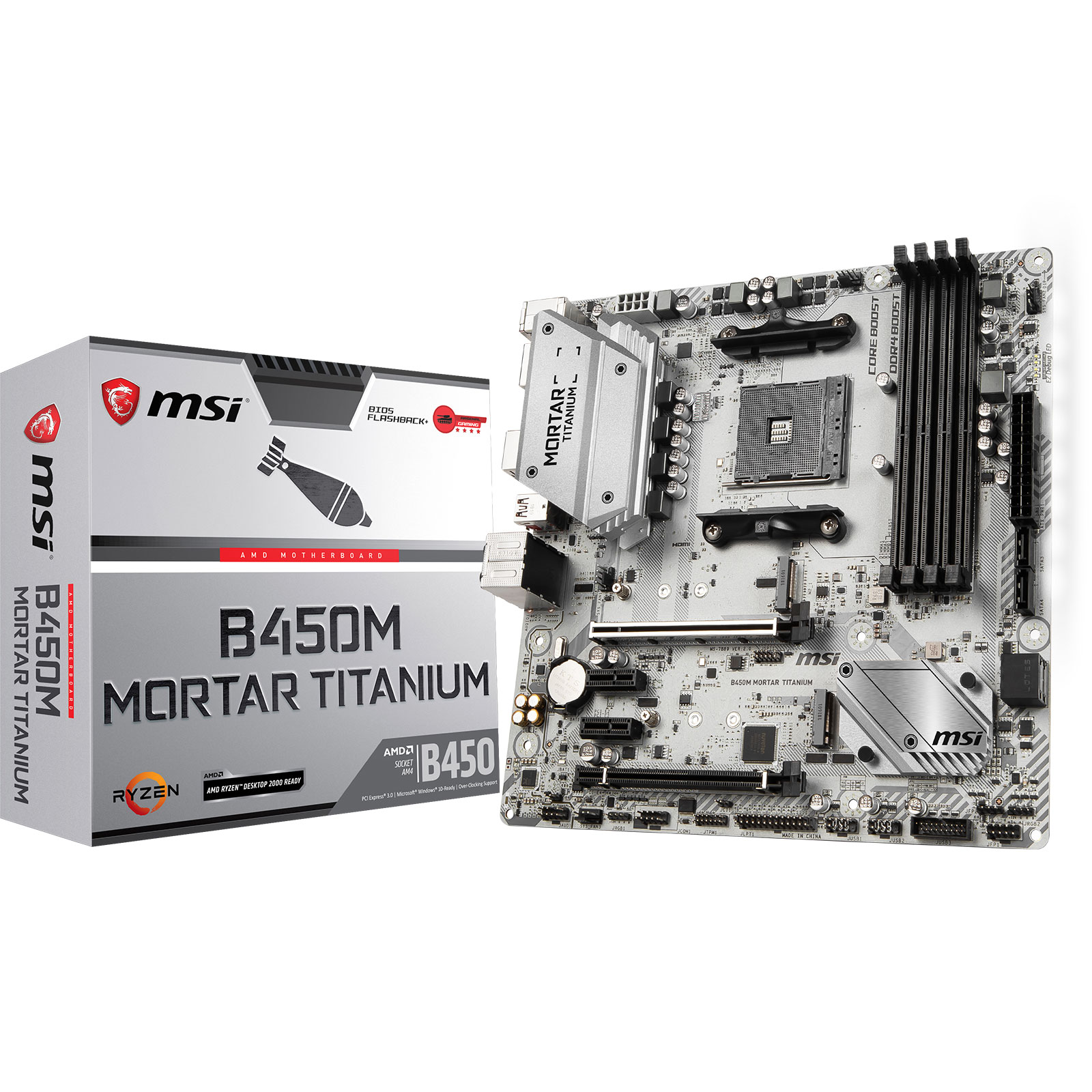 MSI B450M MORTAR TITANIUM Micro-ATX  - Carte mère MSI - 0