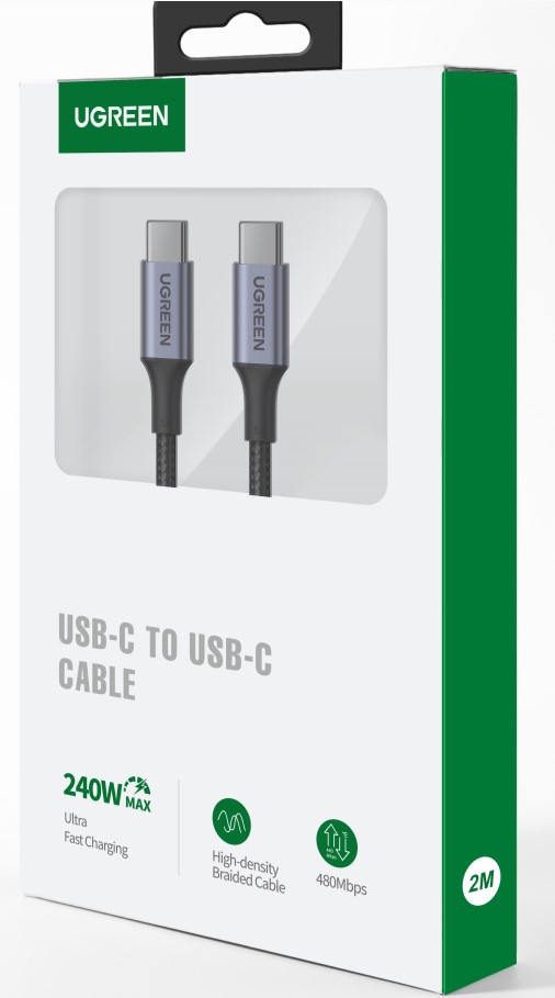 Câble USB-C vers USB-C/240W/Tressé/2m/Noir - Connectique PC - 1