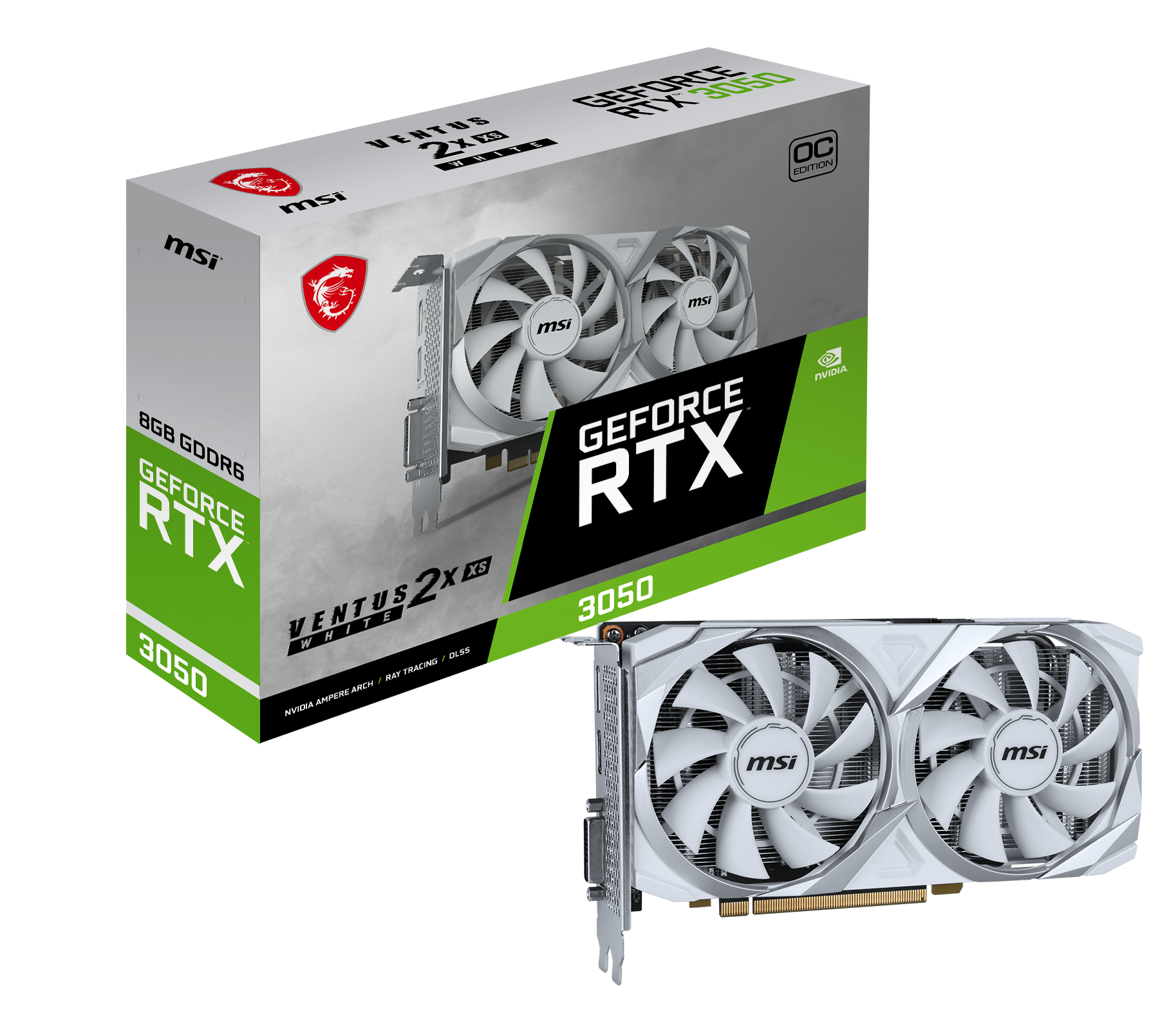 MSI GeForce RTX 3050 VENTUS 2X XS WHITE 8G OC - Carte graphique - 1