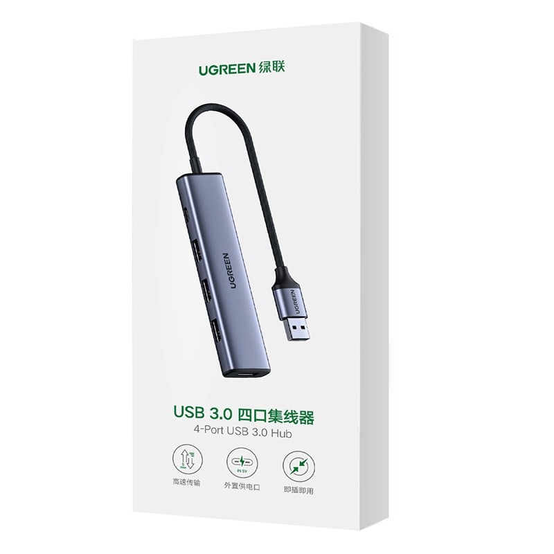 UGREEN Hub 4 ports USB-C vers 4xUSB 3.0/0,15m/Gris - Hub UGREEN - 1